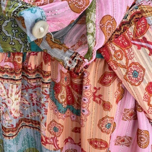 Maison d‘Amélie Pastel Flowy Peasant Top Floral Patchwork Boho Chic Hippie XS - Picture 6 of 10